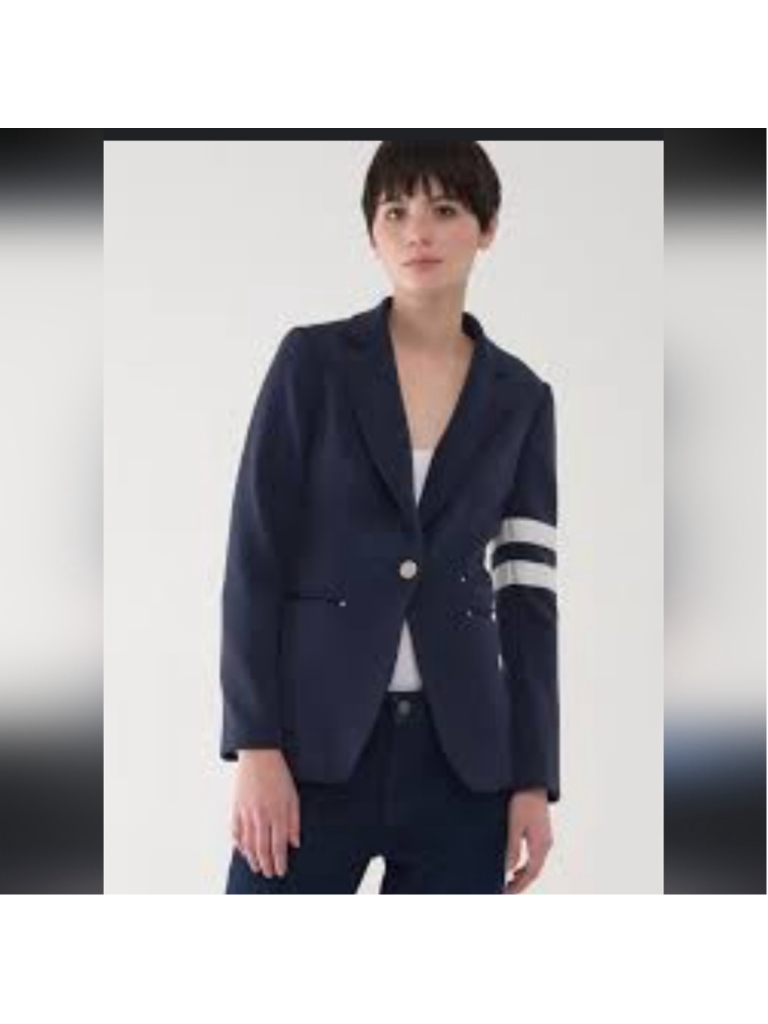 Sosken Studios Frankie Navy Women's Blazer With White Stripes Size Xl(4) Bnwot